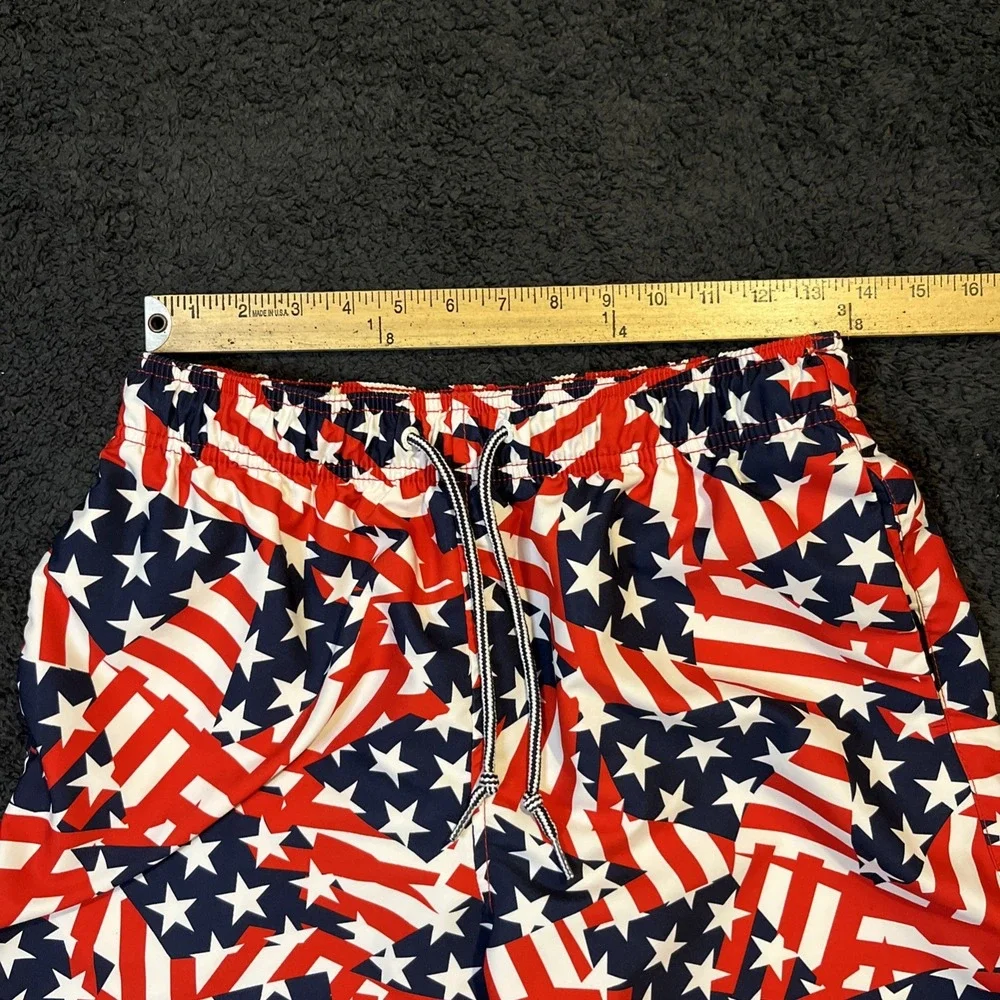 Speedo Swim Trunks Shorts men's Small Stars Stripes mesh lined Americana USA